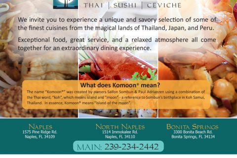 Komoon Thai Sushi Ceviche Menu