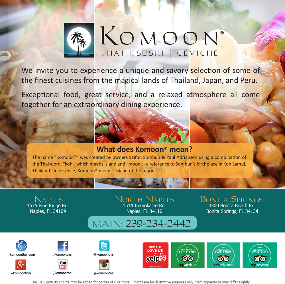 Komoon Thai Sushi Ceviche Menu